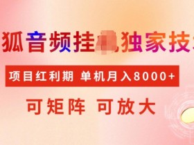 首发搜狐音频自动运行，项目红利期，可矩阵可放大，稳定月入5k【揭秘】