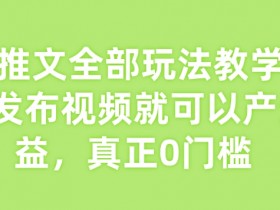 小说推文全部玩法教学，0粉丝发布视频就可以产生收益，真正0门槛