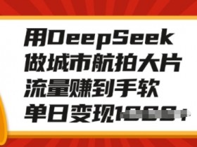 用DeepSeek做城市航拍大片，流量赚到手软，单日变现多张