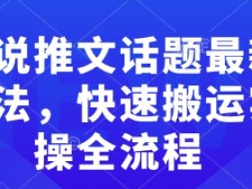 小说推文话题最新玩法，快速搬运实操全流程