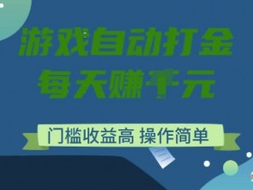 游戏自动打金搬砖项目，每天收益多张，门槛低收益高，操作简单【揭秘】