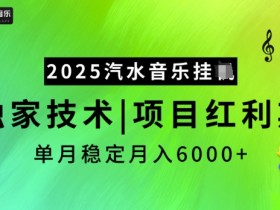 2025汽水音乐自动运行，独家技术，项目红利期，稳定月入5k【揭秘】