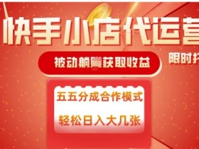 快手小店代运营，被动躺Z收益，收益五五分，单日稳定变现五张【揭秘】