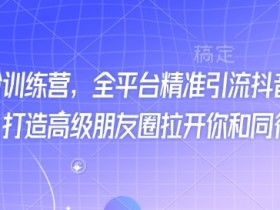 最新打粉训练营，全平台精准引流抖音、快手、小红书，打造高级朋友圈拉开你和同行差异化