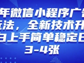 2025年微信小程序最新玩法纯小白易上手，稳定日入多张，技术全新升级【揭秘】