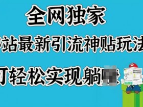 全网独家，B站最新引流神贴玩法，可轻松实现躺Z