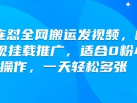 快手连怼全网搬运发视频，橙星推影视挂载推广，适合0粉小白操作，一天轻松多张