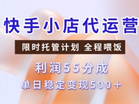 快手小店代运营3.0，模式新升级，收益55分，稳定单日5张【揭秘】