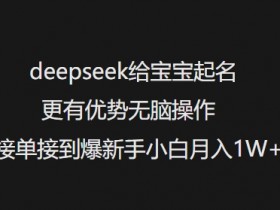 deepseek给宝宝起名更有优势无脑操作接单接到爆新手小白月入1W+