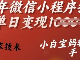 25年微信小程序推广单日变现多张，独家技术，小白宝妈轻松上手【揭秘】