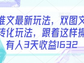 小说推文最新玩法，双图文年轻粉高转化玩法，跟着这样操做，有人3天收益1632