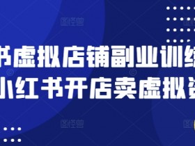 小红书虚拟店铺副业训练营1.0，小红书开店卖虚拟资料