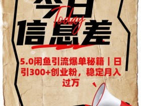 5.0闲鱼引流爆单秘籍，日引300+创业粉，稳定月入过W