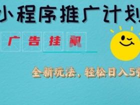 小程序推广计划，撸广告自动运行全新玩法，轻松日均四张【揭秘】