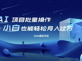 25年最新项目批量操作，小白也能轻松月入过W，可无限放大【揭秘】