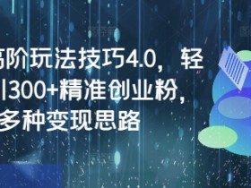 闲鱼高阶玩法技巧4.0，轻松日引300+精准创业粉，多种变现思路