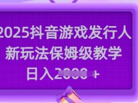 2025抖音游戏发行人新玩法，保姆级教学，日入多张