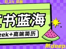 Deepseek+小红书简历蓝海赛道，24小时网盘自动发货，零成本，不限时间地点，日入四位数