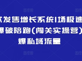 裂变式发售增长系统1场极速动销裂变爆破陪跑(闯关实操营)，引爆私域流量