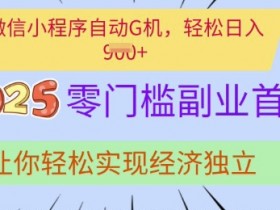 0门槛副业首选，微信小程序自动运行，让你轻松实现经济独立【揭秘】