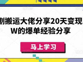 短剧搬运大佬分享20天变现10W的爆单经验分享