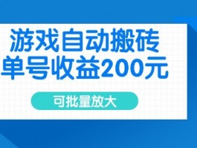 游戏自动搬砖，单号收益2张，可批量放大【揭秘】