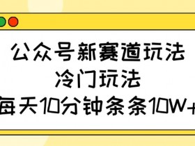 公众号新赛道玩法，冷门玩法，每天10分钟条条10W+