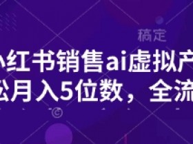 小红书销售ai虚拟产品，轻松月入5位数，全流程，超细节变现过程，完全无卡点