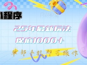 微信小程序25年最新教学保底日入1k+，最新玩法，单部手机即可操作，做就有收益【揭秘】
