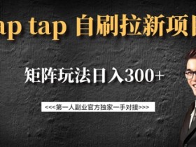 taptap拉新自刷项目，一个新用户14元，矩阵玩法日入300+