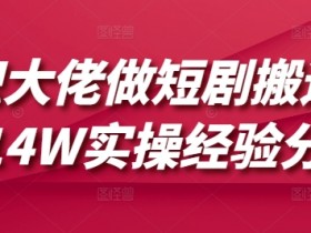 兼职大佬做短剧搬运月入14W实操经验分享