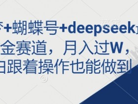 即梦+蝴蝶号+deepseek最新掘金赛道，月入过W，小白跟着操作也能做到