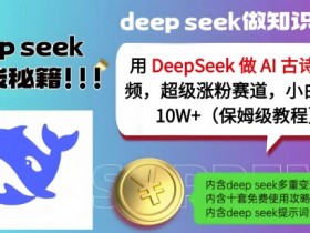 用DeepSeek做AI古诗词视频，超级涨粉赛道，小白轻松涨粉10W+(保姆级教程)