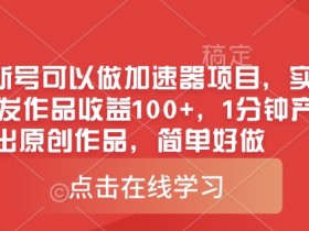0粉新号可以做的加速器项目，实测首发作品收益100+，1分钟产出原创作品，简单好做