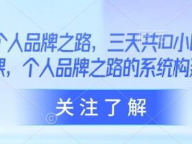 AI个人品牌之路，​三天共10小时小课，个人品牌之路的系统构建