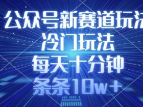 公众号新赛道玩法，冷门玩法，每天十分钟，条条10w+