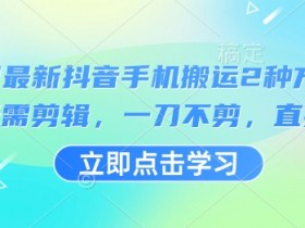 3月最新抖音手机搬运2种方法，无需剪辑，一刀不剪，直接搬