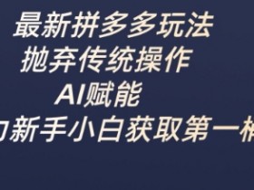 最新拼多多玩法，抛弃传统操作，AI赋能，助力新手小白获取第一桶金