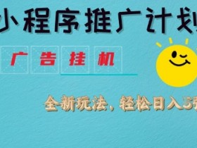 小程序推广计划，撸广告挂G2.0玩法，日均几张【揭秘】