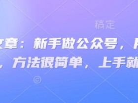 付费文章：新手做公众号，月涨几干粉，方法很简单，上手就能做