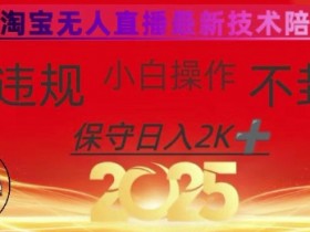 2025年淘宝无人直播带货10.0，全新技术，不违规，不封号，纯小白操作，日入数张【揭秘】