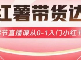 小红薯达人带货启航计划，3节直播课从0-1入门小红书