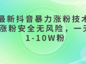 3月最新抖音暴力涨粉技术，快速涨粉安全无风险，一天涨1-10W粉