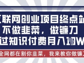 互联网创业尽头-不做韭菜，做镰刀，通过知识付费月入10个【揭秘】