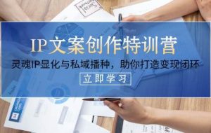 （14330期）IP文案创作特训营，灵魂IP显化与私域播种，助你打造变现闭环（14节课）