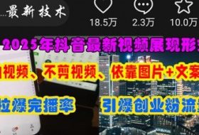 抖音最新视频展现形式，不拍视频、不剪视频、依靠图片+文案助推热门，引爆创业粉