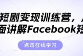 海外短剧变现训练营，从0-1全面讲解Facebook短剧