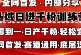 私域日进千粉训练营，全网首发，从0开始带你做好私域，适用于任何赛道，让日产千粉不再是梦