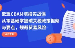 （14342期）欧盟CBAM填报实战课，从零基础掌握碳关税政策框架与要点，规避贸易风险