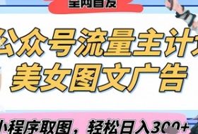 2025最新公众号美女图文流量主计划，搭配小程序取图轻松日入3张+(全网首发)
